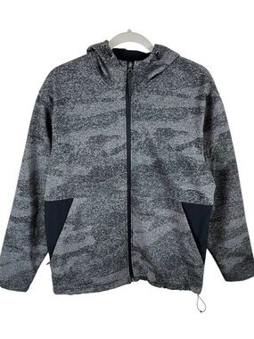 Mountain Club Gray Camo Softshell Hooded Full Zip Fleece Lined Jacket Sz Men's M